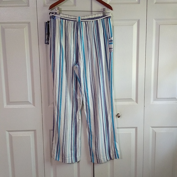 Draw string wide leg Linen blend pants size large - Picture 8 of 12